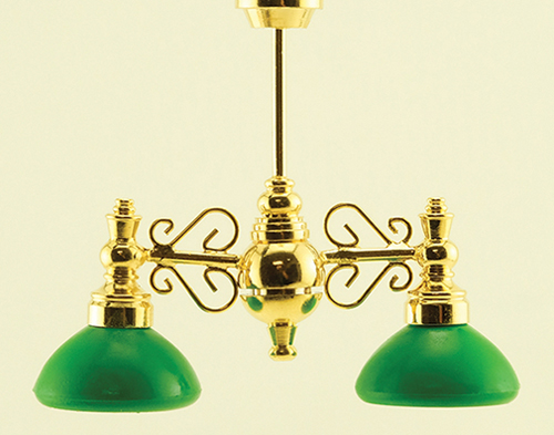 Dollhouse Miniature Billiard Chandelier with Green Shade 12V